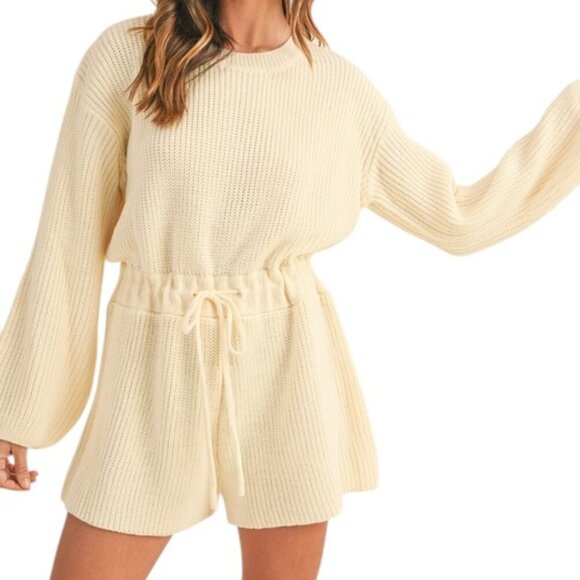Yellow Spring Ribbed Sweater Romper - Picture 1 of 10